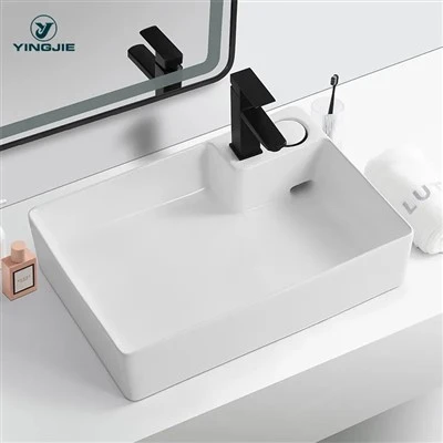 Lavabo ya kosukola maboko na céramique rectangulaire élégant